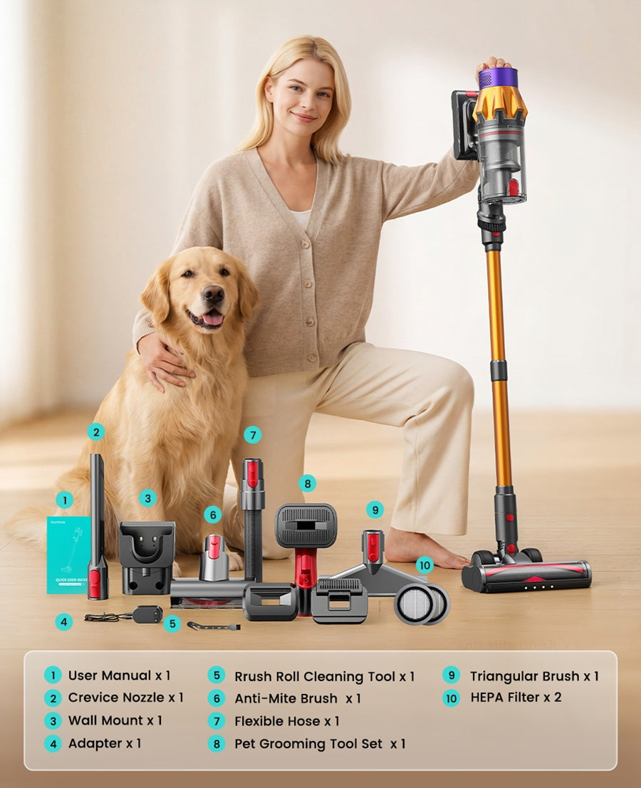 Honiture X7 Pet Vacuum Cleaner – 45KPA Cordless with Grooming Tool